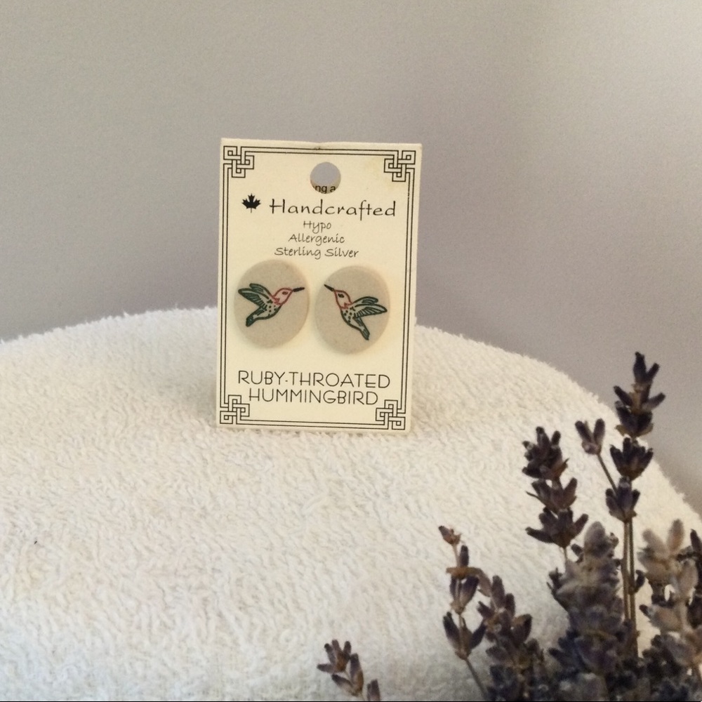 Stoneware Clay SS Hummingbird Post Earrings